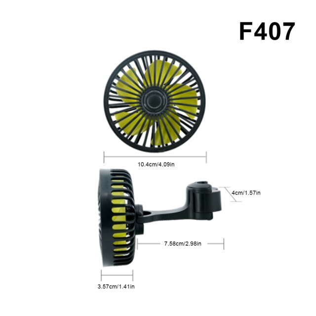 Hoofdsteun 360 Graden Alle-Ronde Verstelbare Car Auto Air Cooling Dual Head Fan W/5 Blades Auto auto Cooler Ventilator Auto Fan: F407