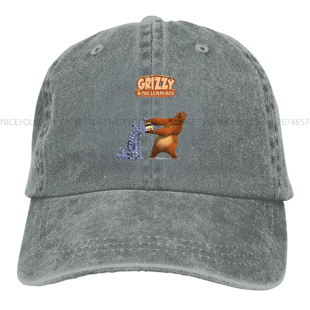 Vasket herre baseballkasket sjove trucker snapback kasketter farhat grizzly og lemmings golfkasket: Grå