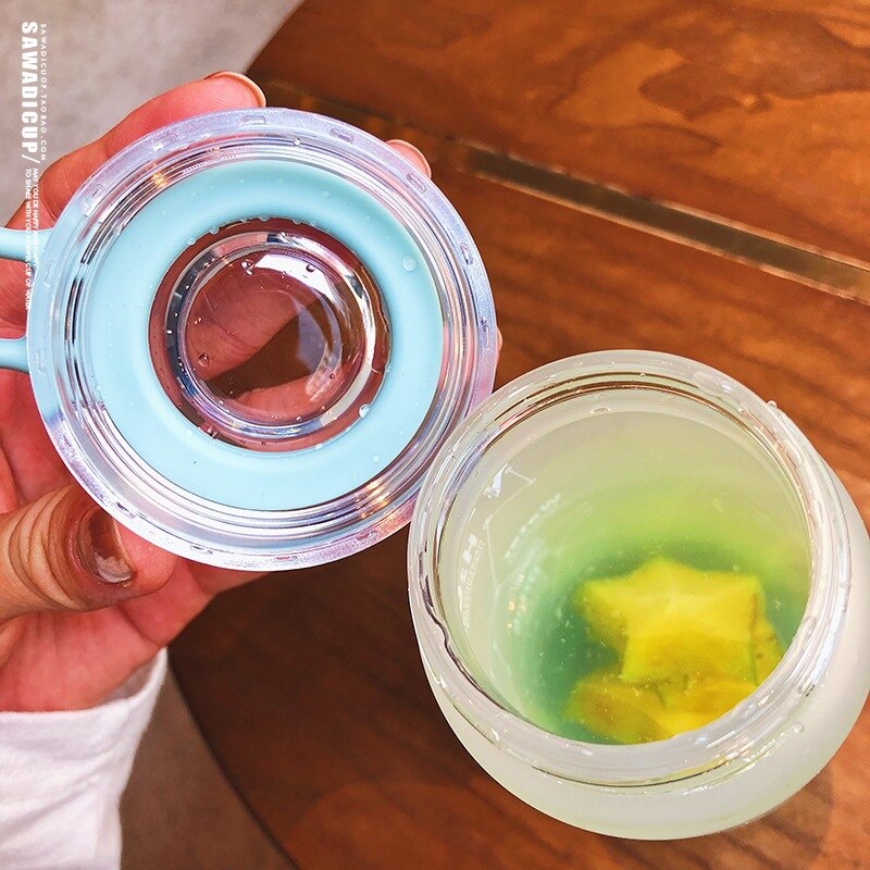 Koreansk stil sommar cool vattenflaska prostat glasflaskor 460ml kvinnor tjej student läckagesäkra drinkware bästa individualitet