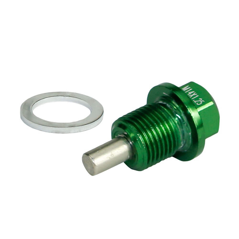 Tapón magnético de drenaje de aceite M14 * P1.25MM, tapón de drenaje de aceite de aluminio para la mayoría de los coches con rosca M14 * P1.25MM: GREEN