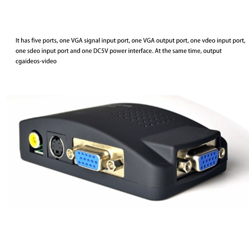 Av till vga adapter rca vga omvandlare rca komposit s-video av ingång till pc vga lcd utgång omvandlare switch box-eu plug