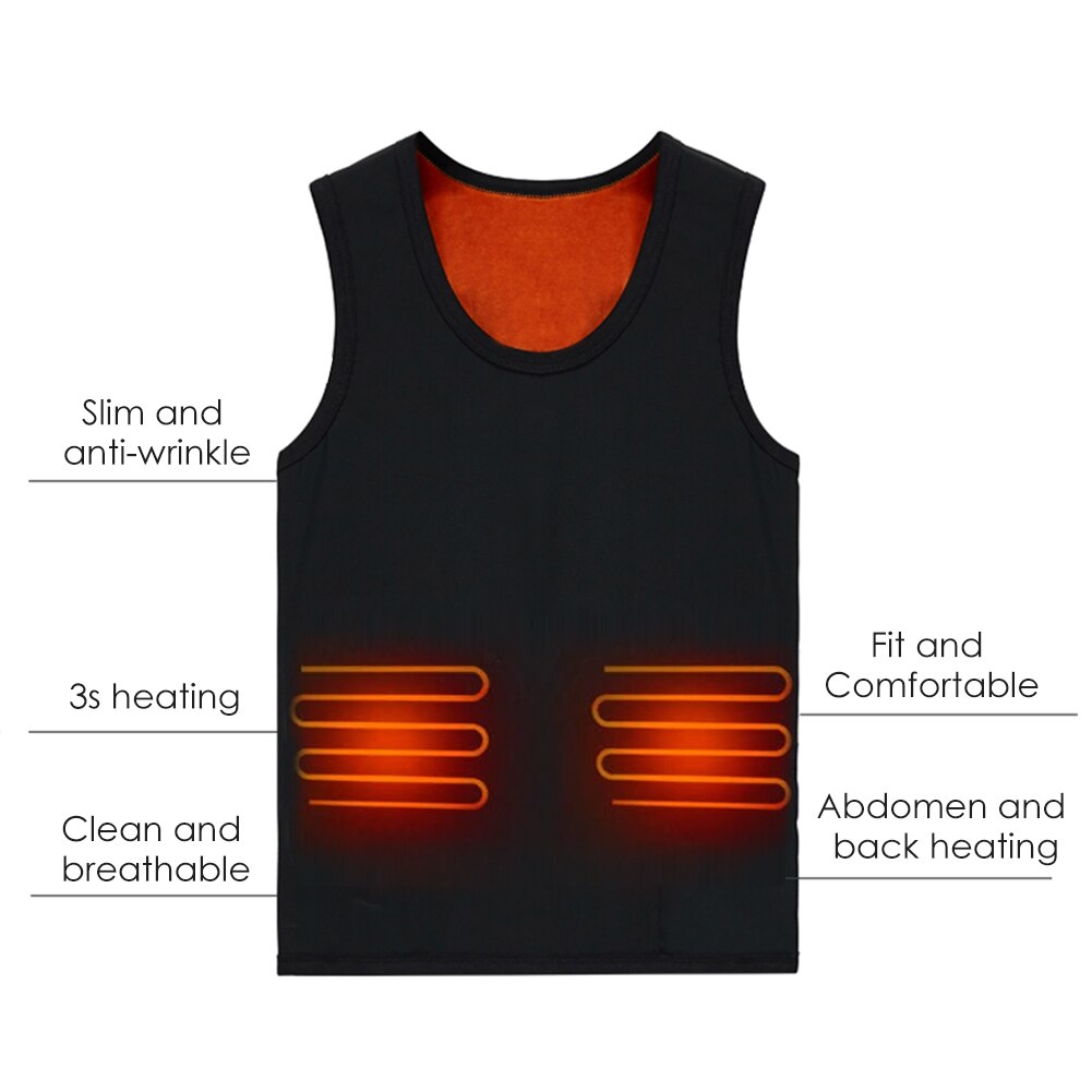 USB Smart Electric Heated Vest Warm 3 Adjustable Temperature Levels Abdomen Back Heating Vest For Outdoor Hiking Cycling Skiing