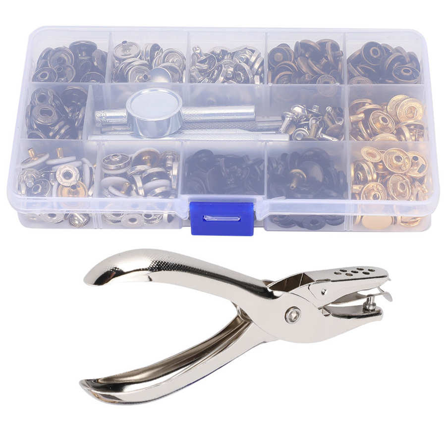 140 Set Punch Pliers + Rivet Buttons 12.5mm Metal Buttons Snap Fastener Installation Tools DIY Craft
