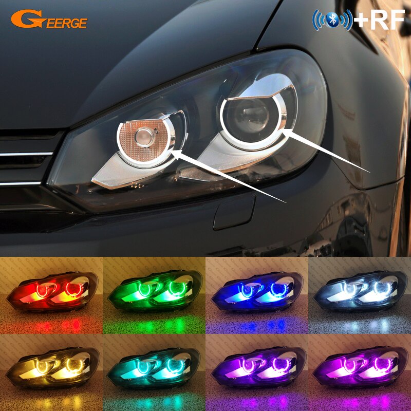 Ojos de Ángel led RGB para VOLKSWAGEN VW GOLF GTI VI MK6, faro de xenón, multicolor, ultrabrillante, aplicación remota por Bluetooth, RF,