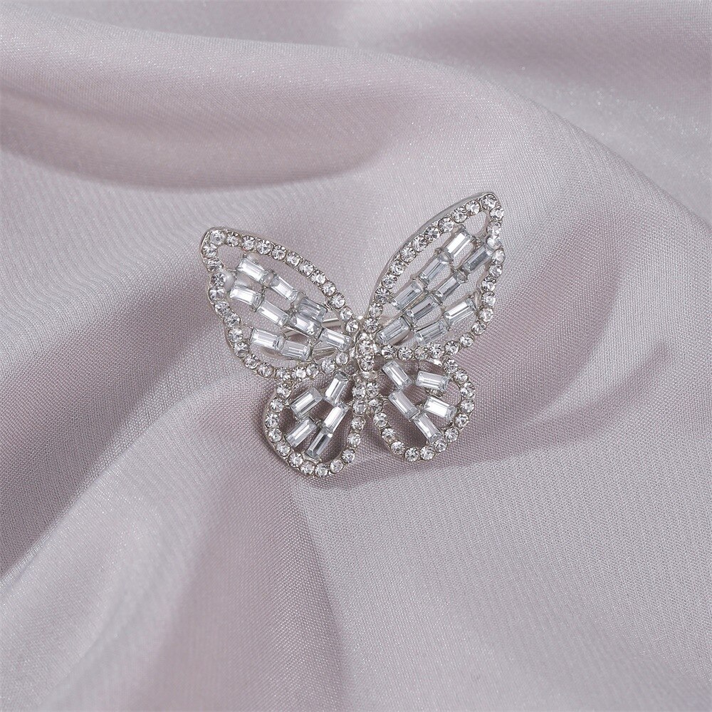 1pc luxe kristallen ringen voor vrouwen, open en verstelbaar, vlinderringen voor bruiloften en feesten