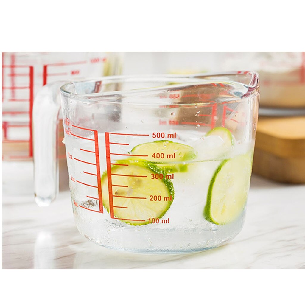 Measuring Cup Tempered Glass 2 Side Intervals Scale Kitchen Tools Accessories