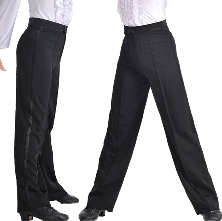 Professionelle Männer Schwarz Latein tanzen Hosen Jungen Erwachsene Satin- Ballsaal tanzen Hosen Salsa Tango Rumba Samba Cha Cha Latein Schlauch: XXS  1.6  Taille 52cm