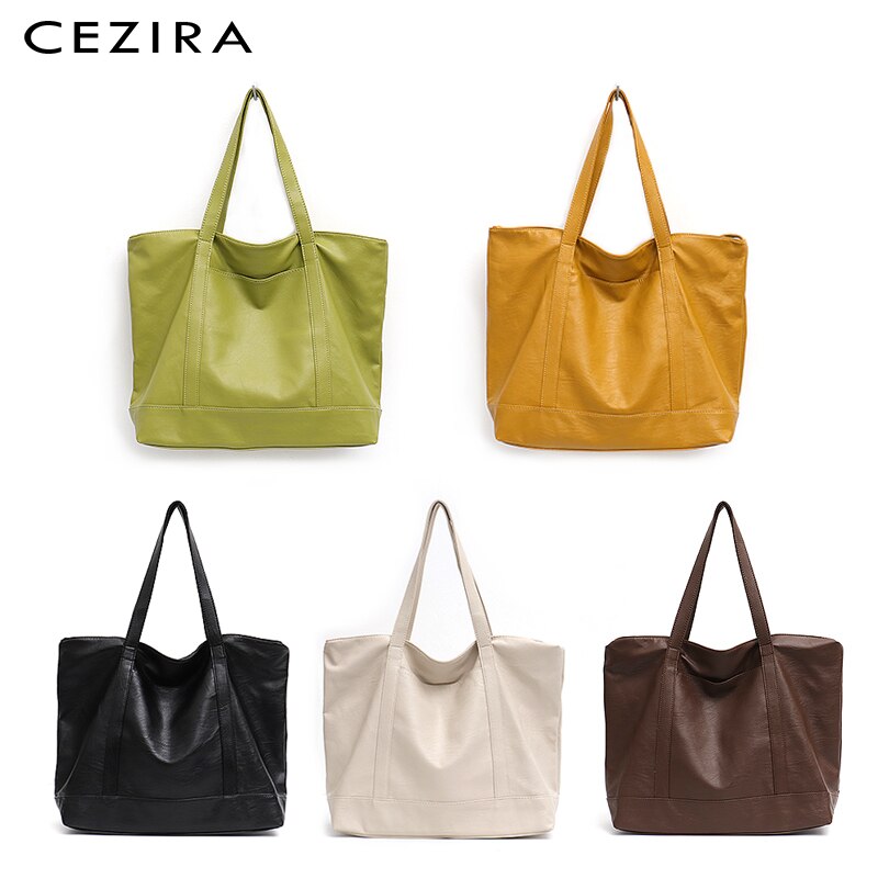 CEZIRA grand sac fourre-tout pour femmes Vegan en cuir sacs à bandoulière dames décontracté en cuir PU sacs à main femme sacs à provisions quotidiens