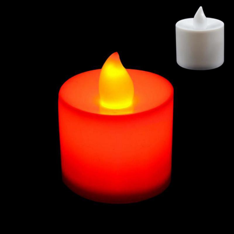 LED Candle Multicolor Lamp Simulation Color Flame Tea Light Candles Home Birthday Party Wedding Decoration Candles: red