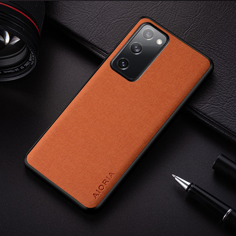 Schutzhülle für samsung Galaxis s s20 fe s20 Ultra Plus, schlichte, einfarbige schutzhülle aus textilleder, stoßfest, mit rückseite: Samsung  s20 fe / Orange