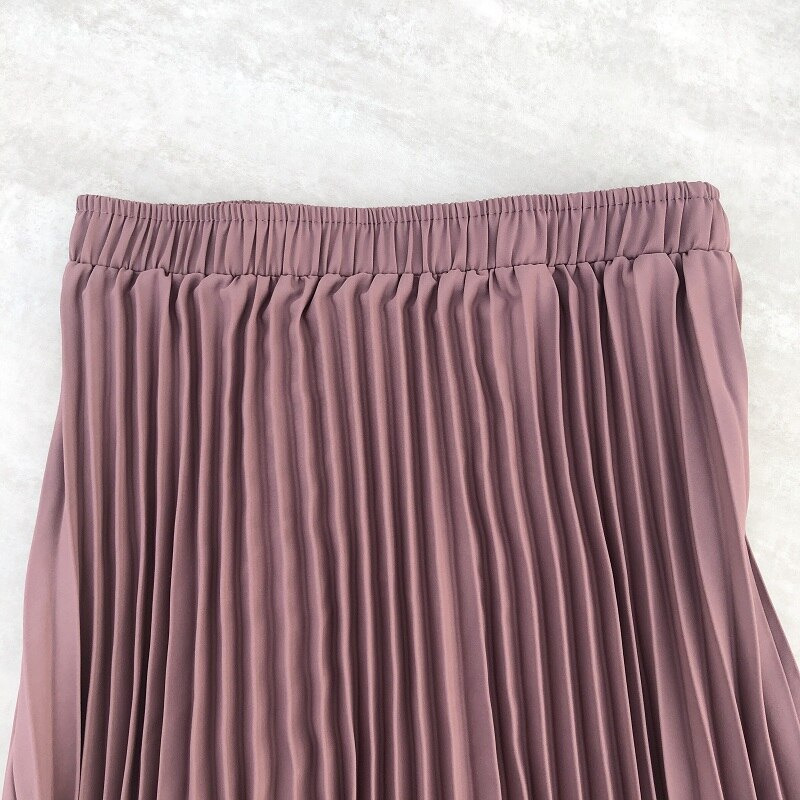 Faldas Midi plisada de gasa para mujer, faldas largas de cintura alta, Color liso, estilo informal, para primavera y verano