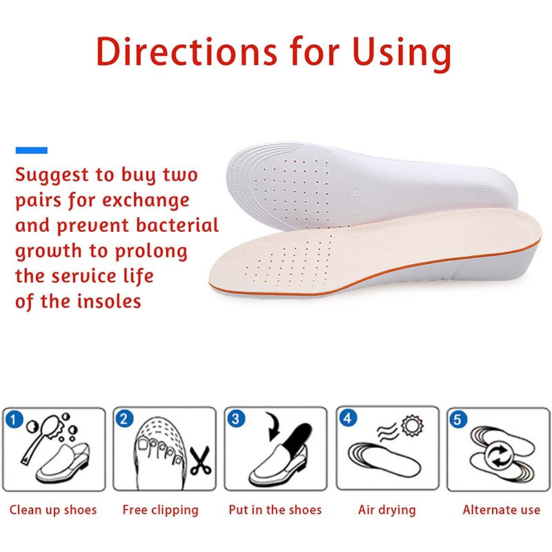 Semelles orthopédiques pour hommes et femmes, 1 paire, semelles rehaussantes de 3.5 cm, Support d&#39;arc invisible, Absorption des chocs, chaussures pour femmes