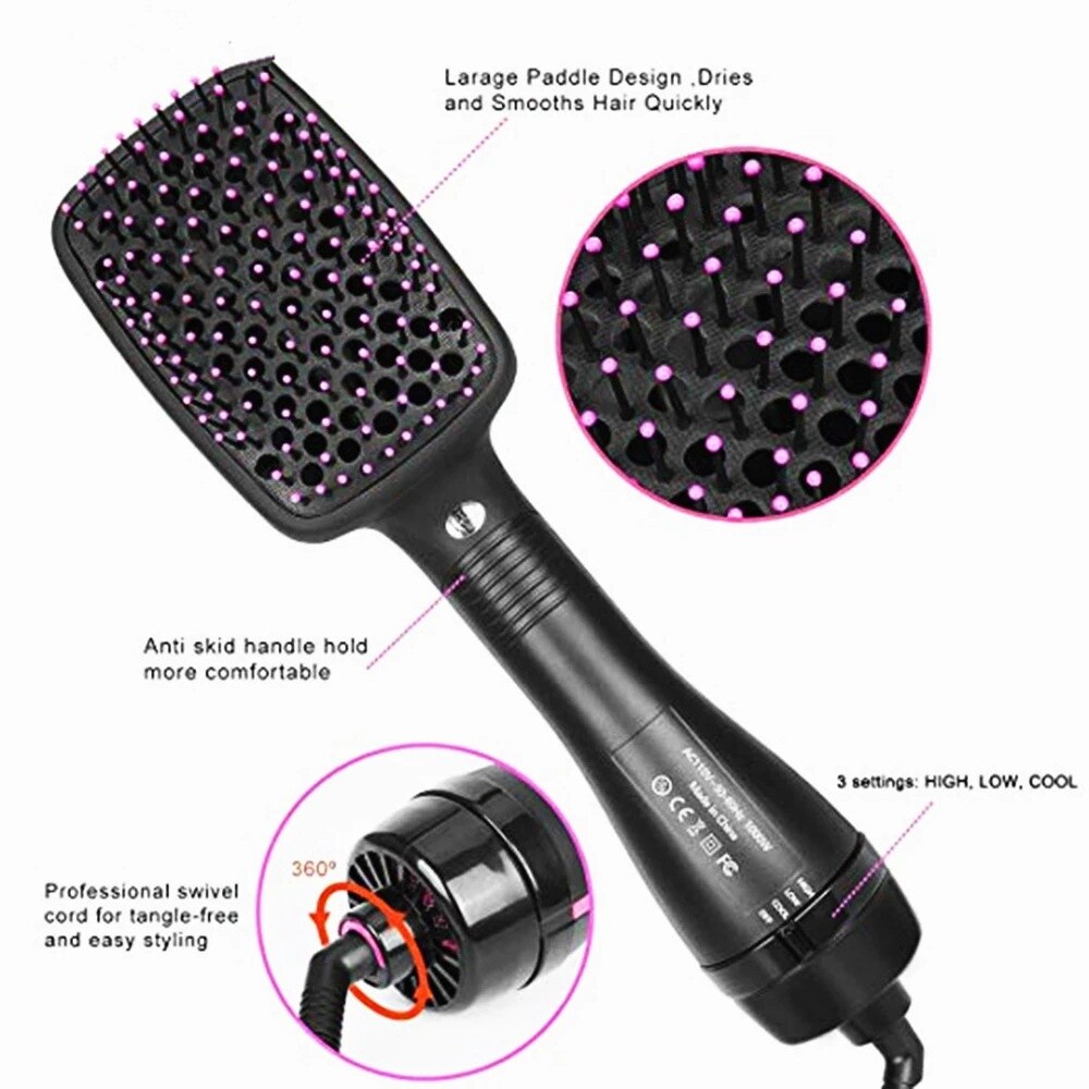 Brosse sèche-cheveux multifonctions 3 en 1, avec Air , pour lisser les cheveux, donner du volume, outil de coiffure