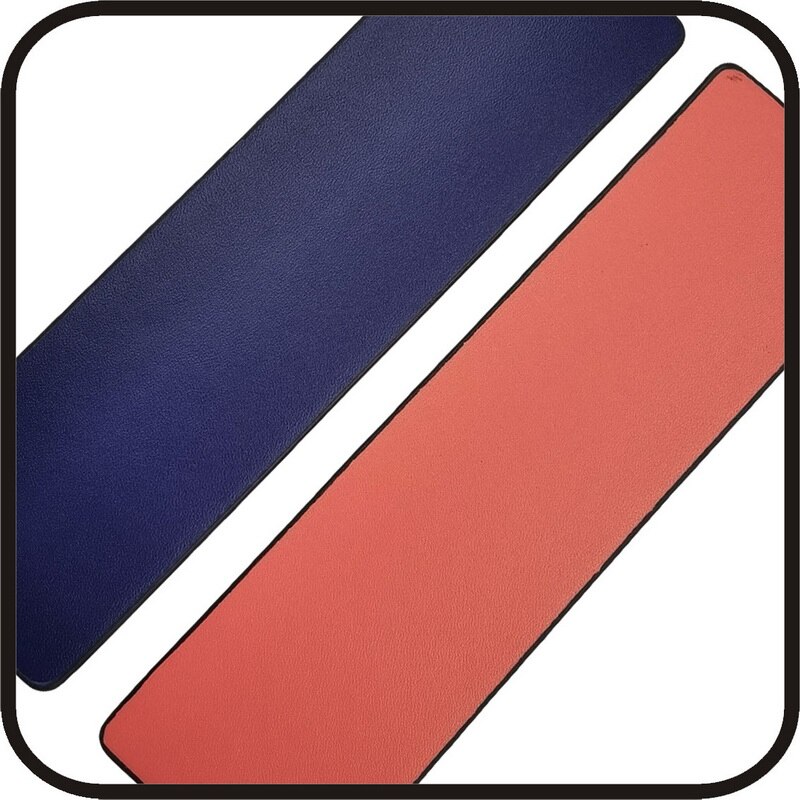 Pulsera de cuero con geométrico para mujer, brazalete de piel con de pirámide de Egipto de 40mm, con colores reversibles, de Francia: coral blue leather