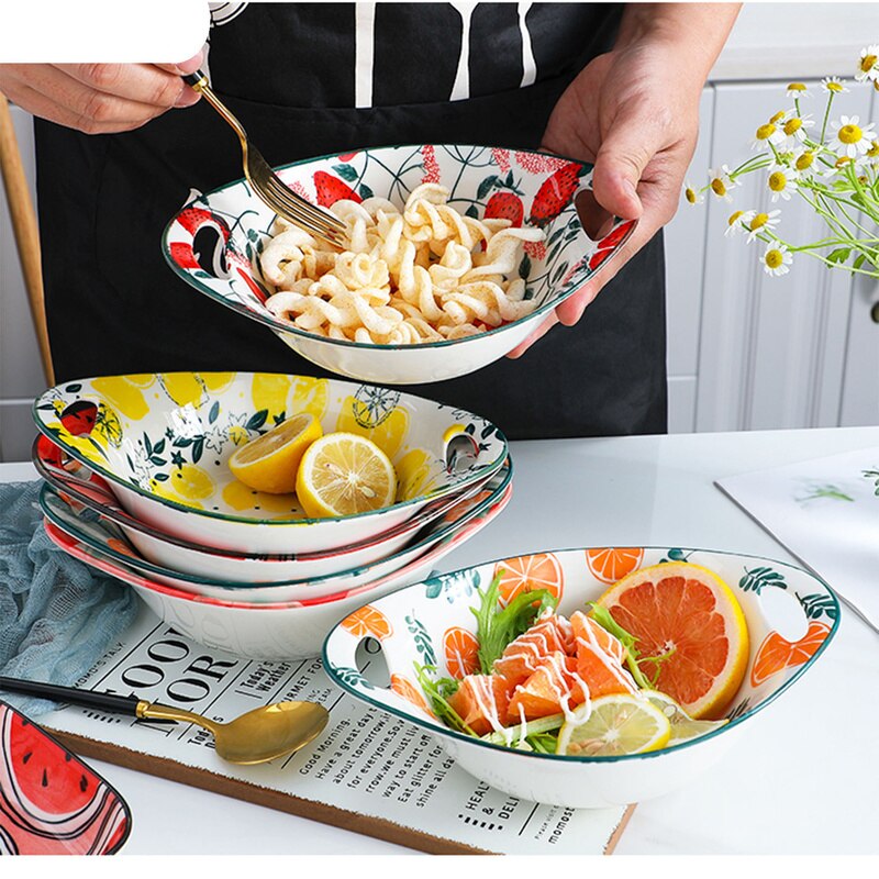 Vajilla de cerámica de estilo japonés para hornear, plato de horno para el hogar, , para fruta, queso, arroz al horno, Pan