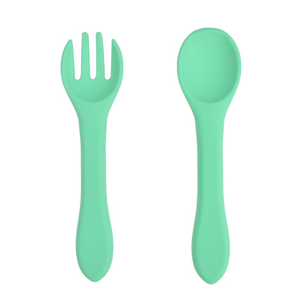 Cuchara de silicona para bebé, tenedor de silicona de grado alimenticio, vajilla de alimentación para niños de 0 a 3 años: Y13