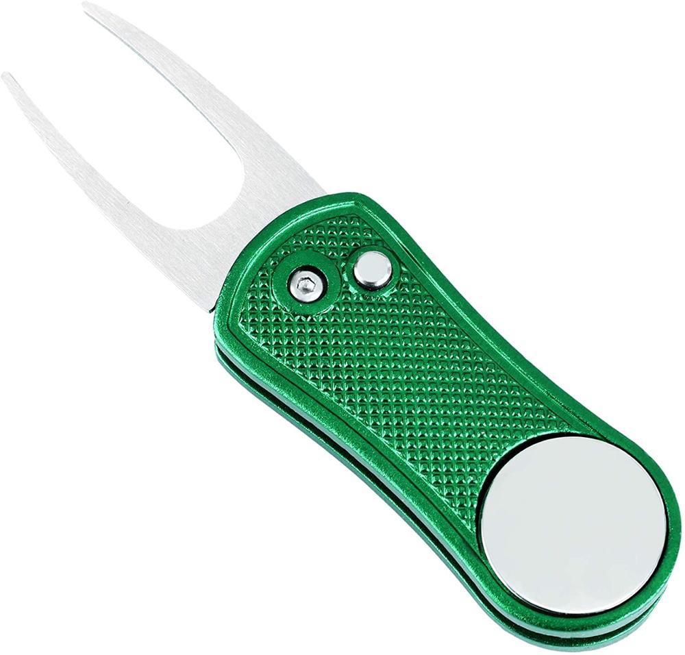 Divot-Herramienta de reparación de Golf con mango de aleación, herramientas de Golf plegables, con marcador de Golf, cuchilla de conmutación, limpiador de ranura de paso, mango de aleación de aluminio