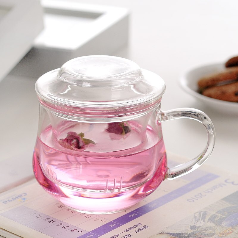 300 ml Hittebestendige Glas Flower Tea Pot Kantoor mokken met theefilter