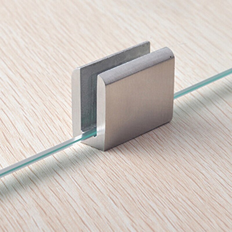 Stainless Steel Glass Clips Adjustable Wall Mounted Glass Shelf Clamp Bracket Glass Holder