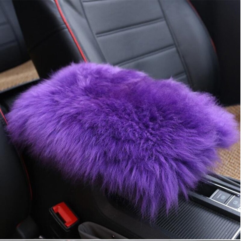 Auto Pluche Armsteun Cover Faux Fur Auto Center Arm Rest Console Pad Wol Kussen Protector Universal Voor Suv/Vrachtwagen/Auto: Purple