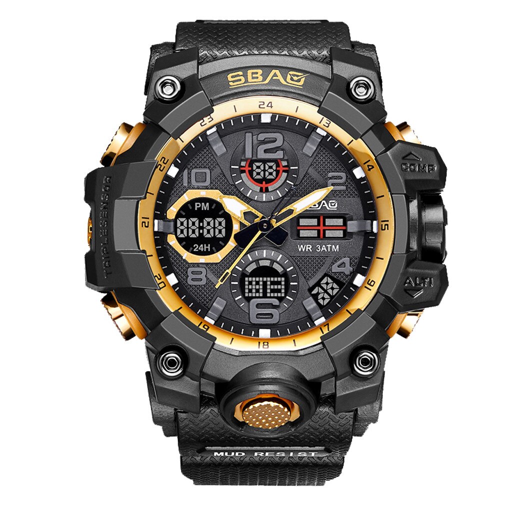 Sbao-relojes deportivos para hombre, pulsera electrónica Digital Led de cuarzo Tpu: K