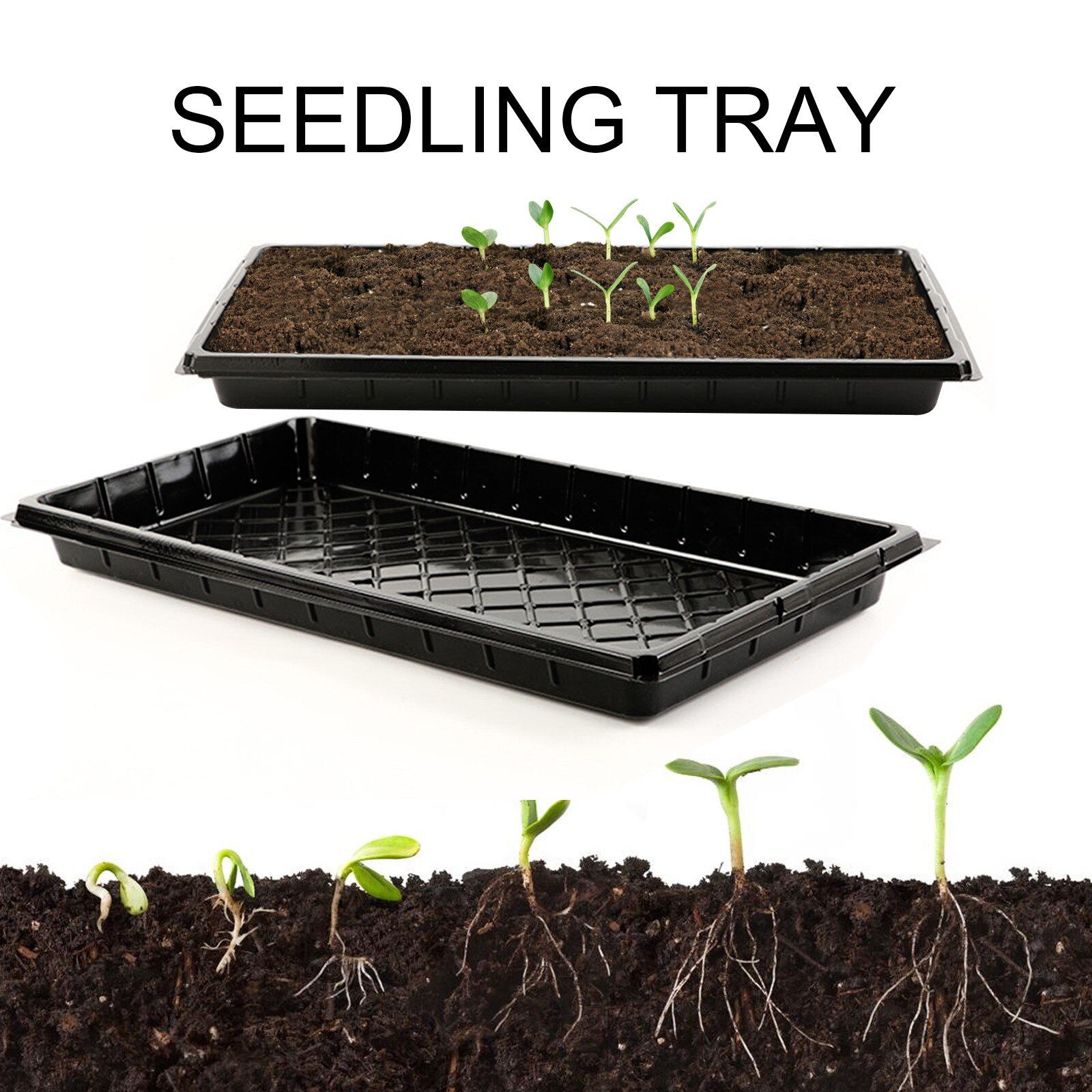 Strong Seed Starting Plant Growing Trays (Without Holes) Durable Reusable Flower Pots Grow Nursery Germination Box Garden Decor