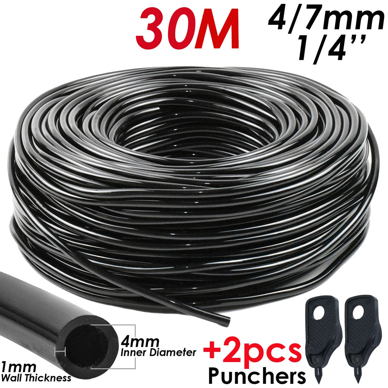 25M DIY Drip Irrigation System Automatic Watering Irrigation System Kit Garden Hose Micro Drip Watering Kits Adjustable Dripper: KSL01B-007-30M