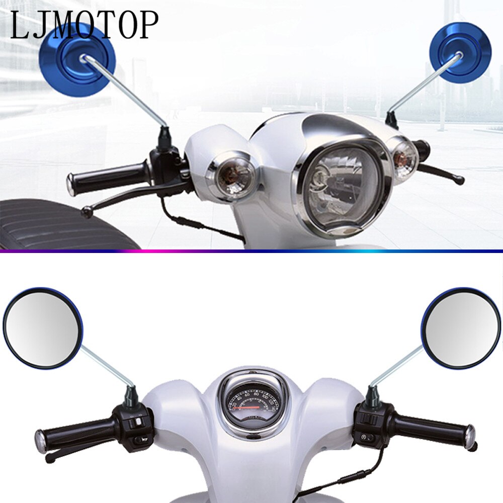 Motorcycle Back View Mirror Electric Bicycle Rearview Mirrors Moped Side Mirror 8mm Round For Kawasaki W800 Cafe KX 65 85