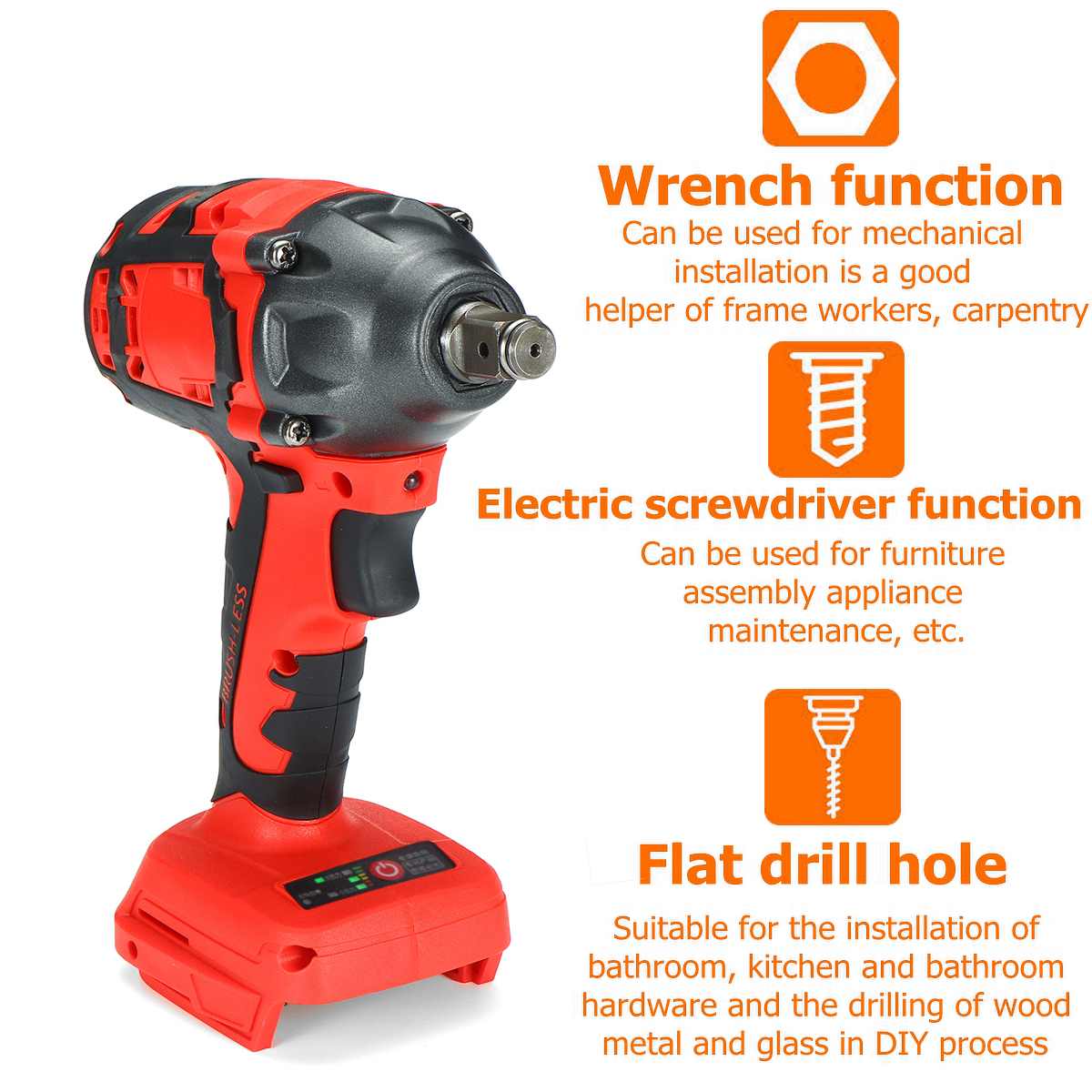 18V Impact Wrench Brushless Cordless Electric Wrench Power Tool 520N.m Torque Rechargeable For Makita Battery DTW285Z