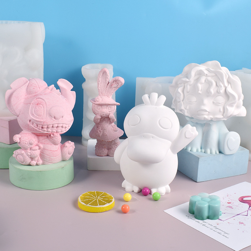 3D Cartoon Animal Candle Silicone Mold for Handmade Chocolate Decoration Gypsum Aromatherapy Soap Resin Candle Silicone Mould