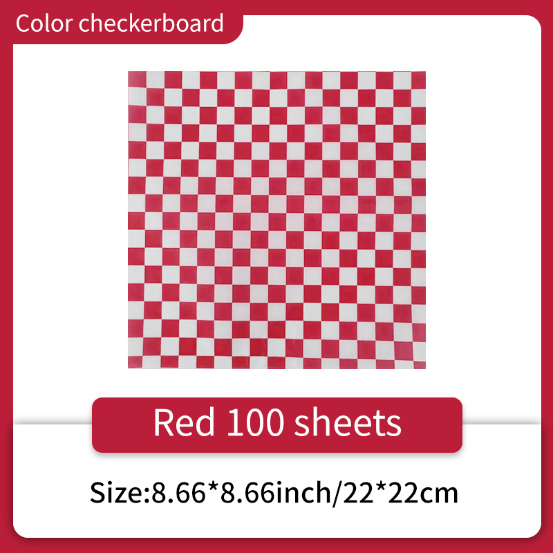 100 morceaux de papier absorbant pour sandwichs, hamburgers, frites, emballages alimentaires, tapis en assiettes, papier ciré et papier de cuisson, papier à l'huile