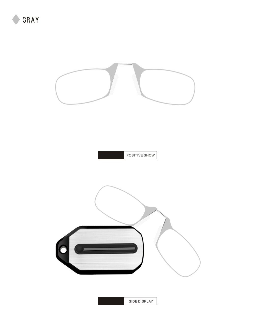 Mini Neusclip op Leesglas Mannen voor Vrouwen Randloze Draagbare Vergrootglas Verziend Bril Brillen Dames: GRIJS / +150
