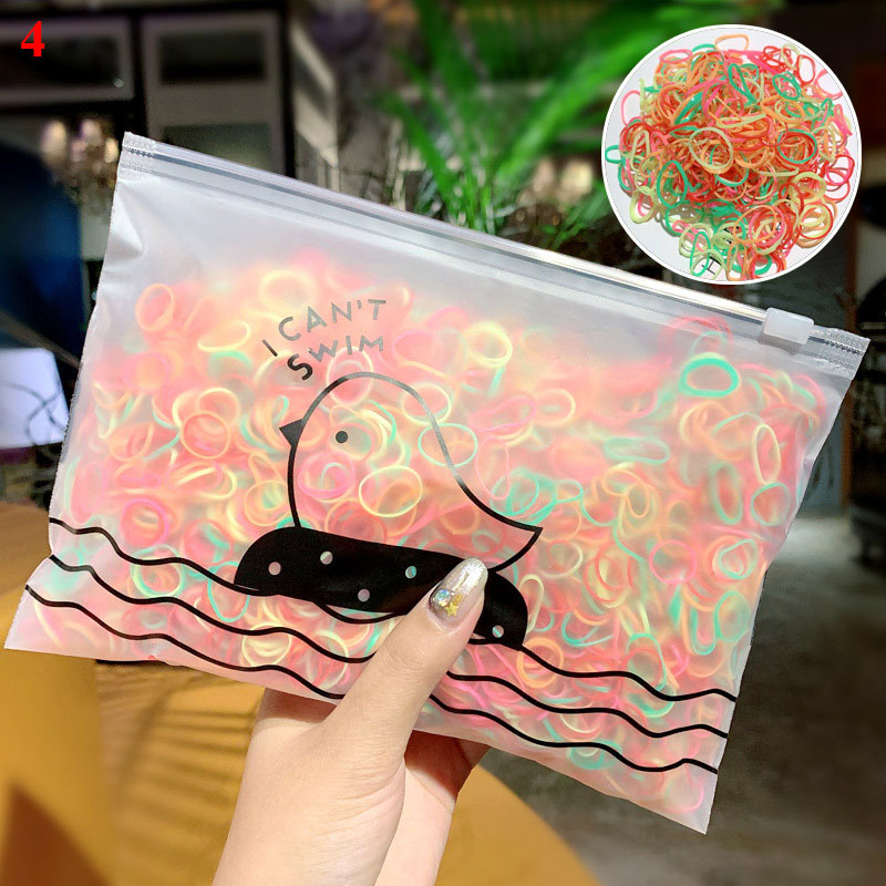 1000 Pcs/Set One Time Mini Rubber Bands Kids Headwear Women Hair Bands Scrunchie Hair Rope Braiding Transparent Hair Accessories: 4