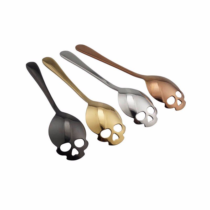 Stainless Steel Sugar Skull Spoon Cutlery Dessert Coffee Scoop Food Grade Candy Teaspoon Kitchen Tableware