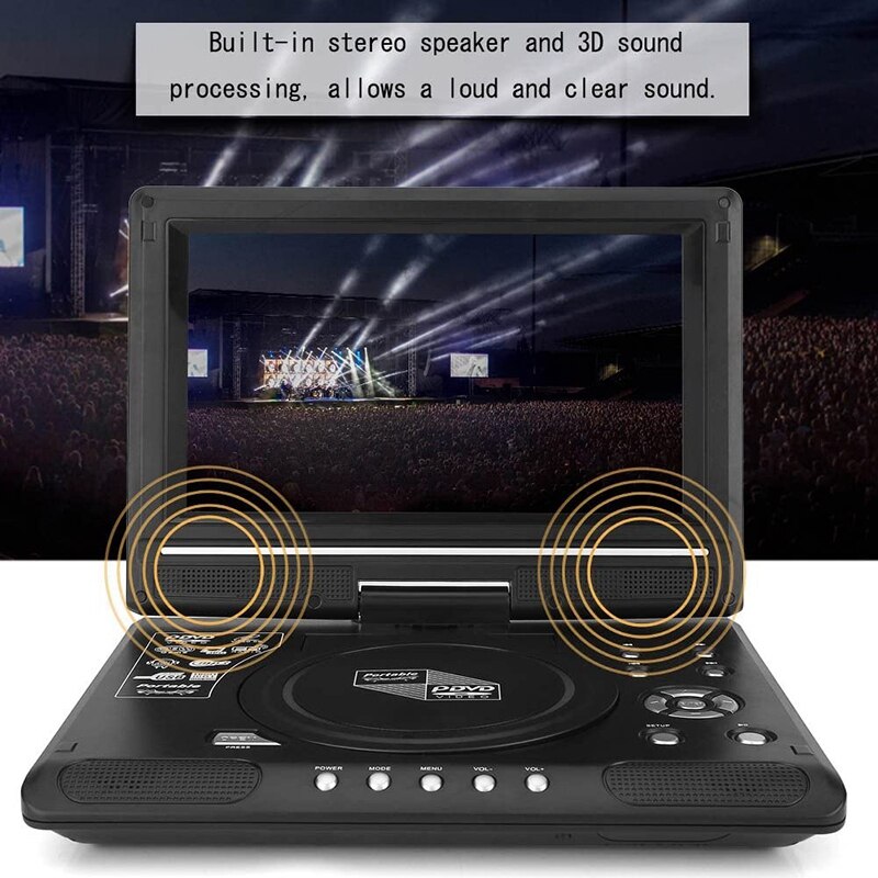 9,8 Zoll Tragbare Hause Auto DVD Spieler Drehbare VCD CD Spiel TV Spieler Radio Adapter Unterstützung FM Radio Empfang-UNS Stecker