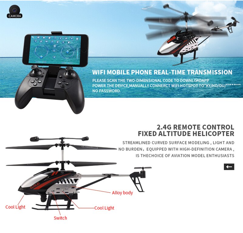 Hélicoptère Rc avec caméra 2.4GHZ sans fil contrôle infrarouge avion à Induction 4 canaux avec gyroscope intégré 500mah grande batterie