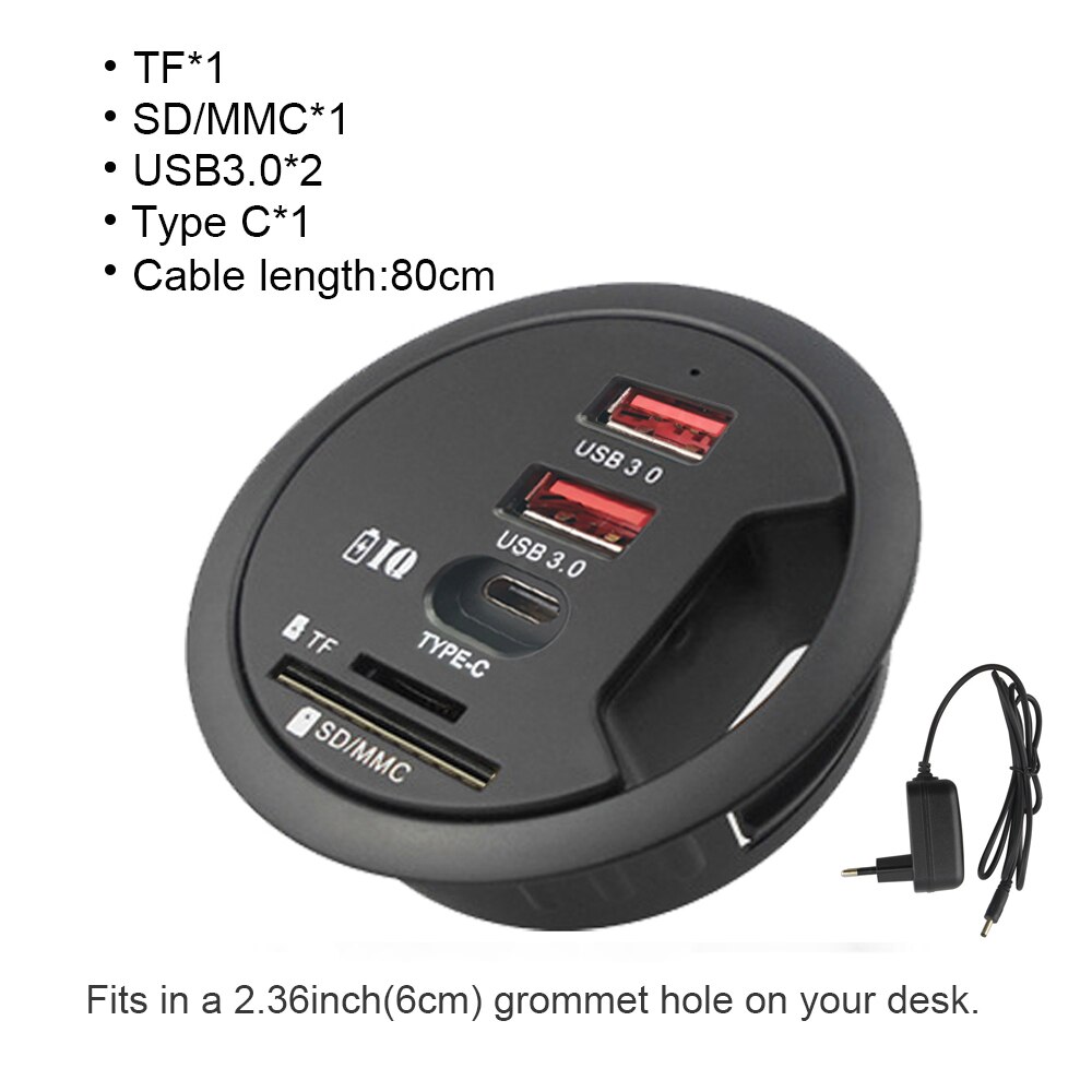 USB Desk Hub USB3.0 HUB With 3 Port USB3.0 TF/SD MCC Adapter For Desktop PC USB HUB Desk Mount USB 3.0 Splitter Cable lenth 80cm: 5 in 1 USB3.0 2