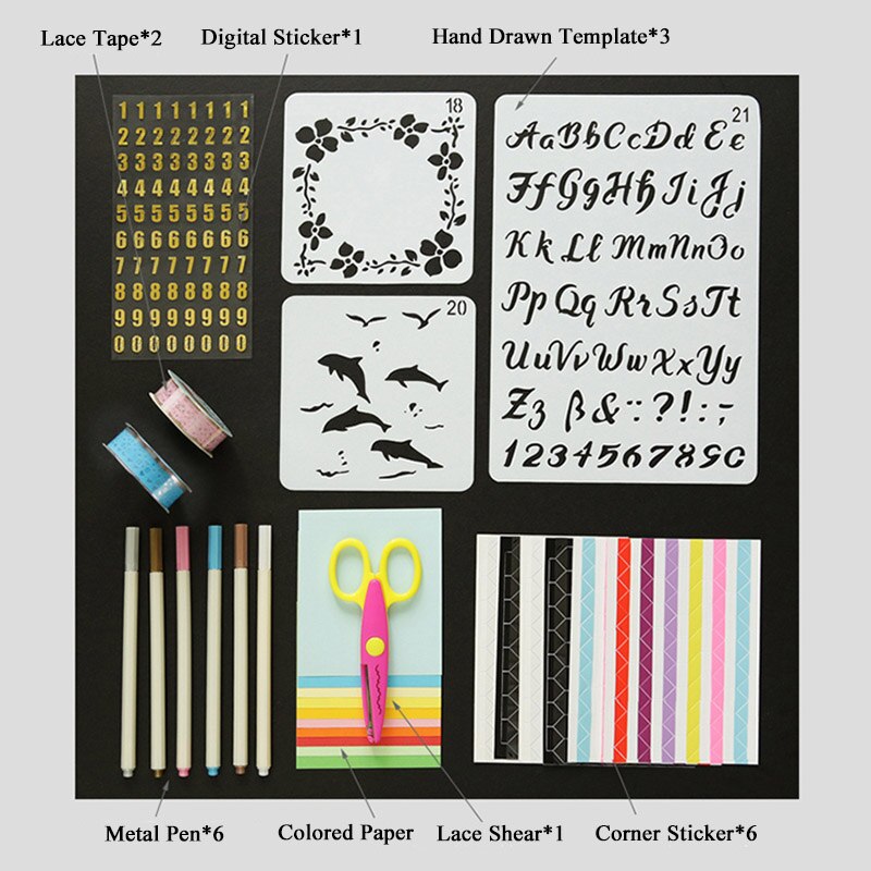 1Set Plastic Scrapbook Stencil Tool For Kis/Adults DIY Photo Album Scrapbook Tool Kit Self Adhesive Stencil Pattern Hand Drawing: pattern 4