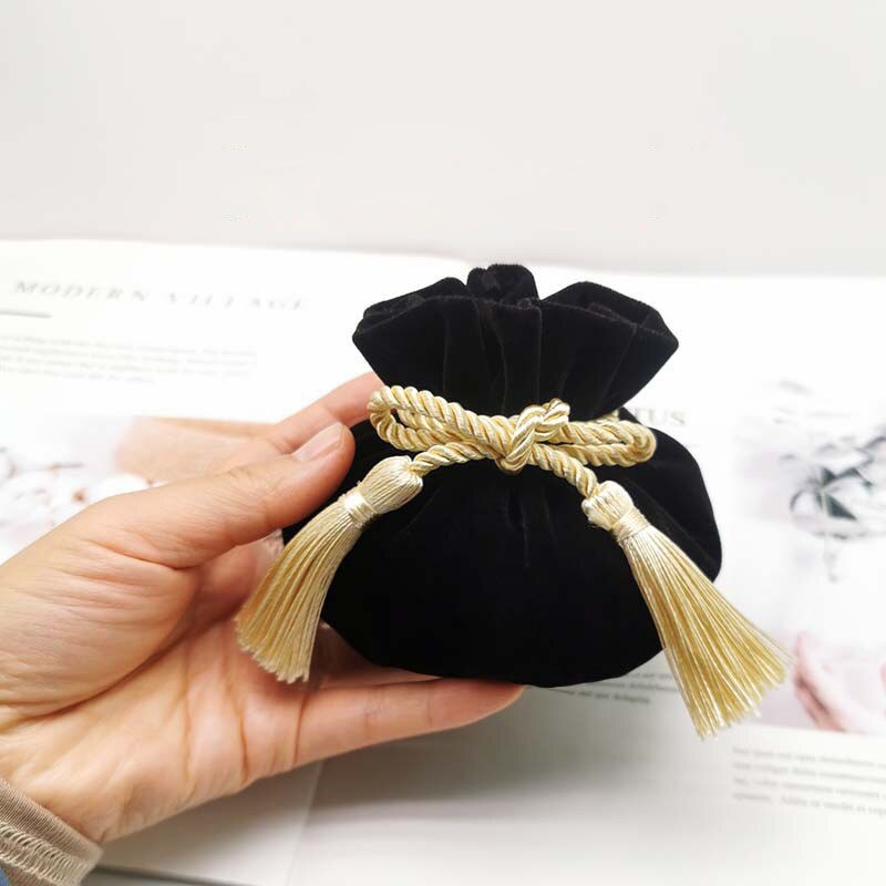 red Velvet Drawstring Closure Pouch Jewelry bag Birthday Wedding candy bag Party Festival Supplies 12*17cm 1PC