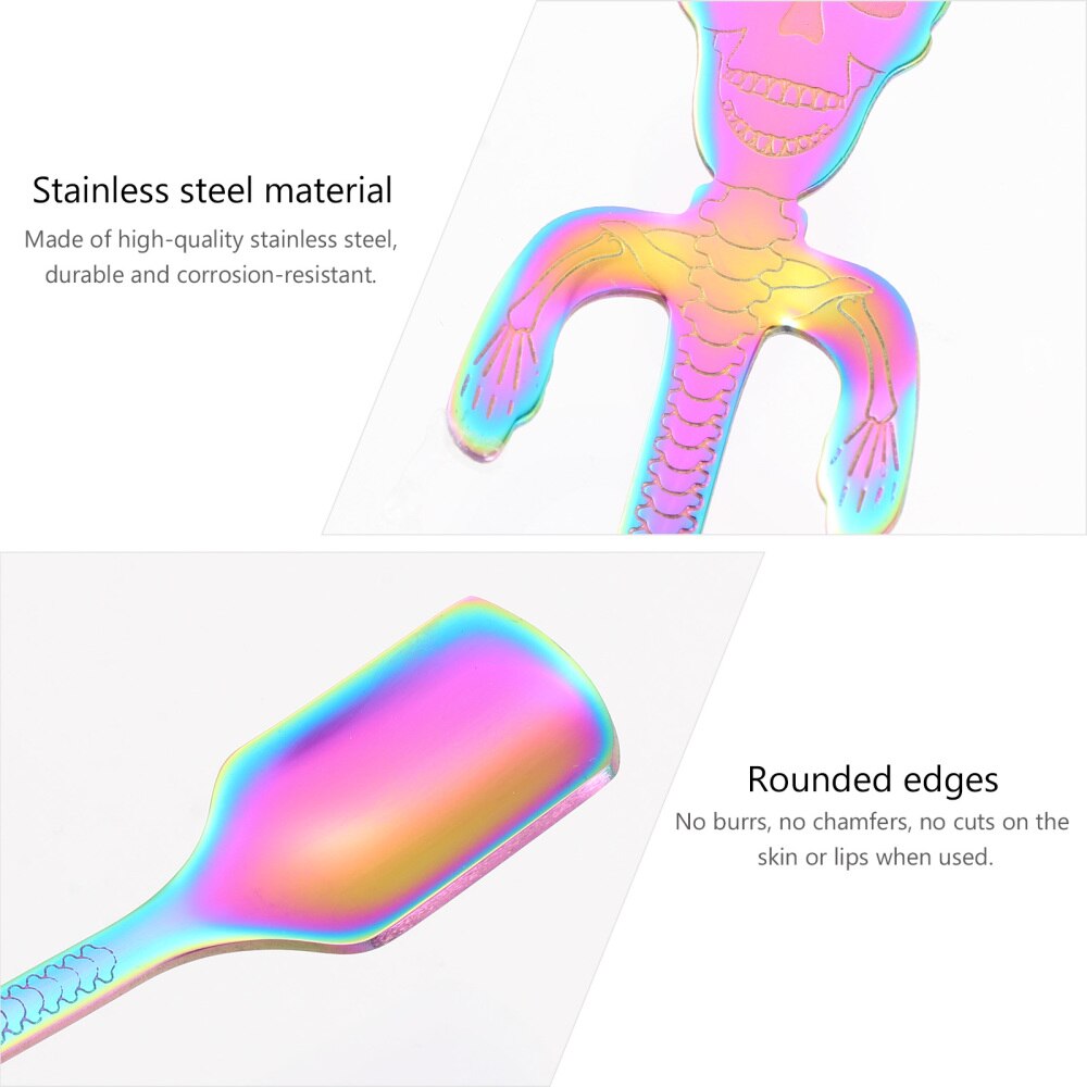 2 Stuks Rvs Koffielepels Schedel Roeren Lepel Creatieve Dessert Lepel