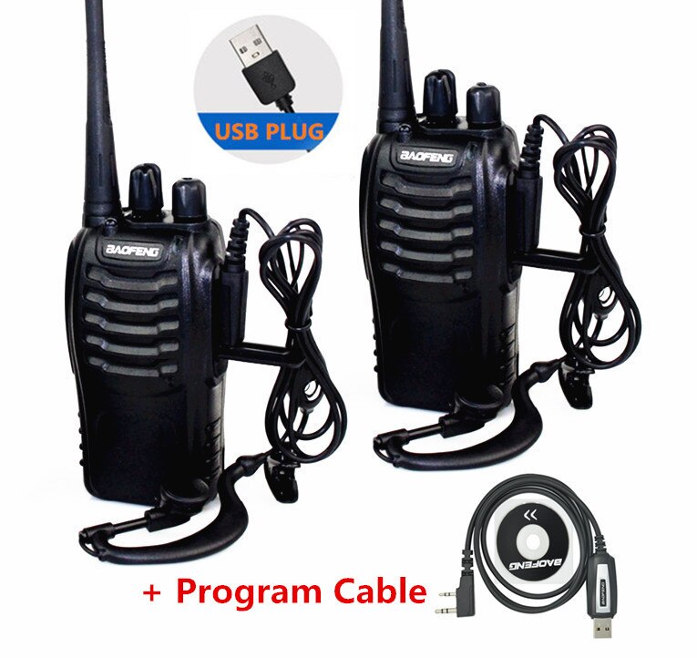 2 PZ/SET baofeng BF-888S walkie talkie radio comunicador 5W UHF 400-470MHz 16ch cb radio pofung 888s hf ricetrasmettitore bf ham radi: 2PCS USB with CD