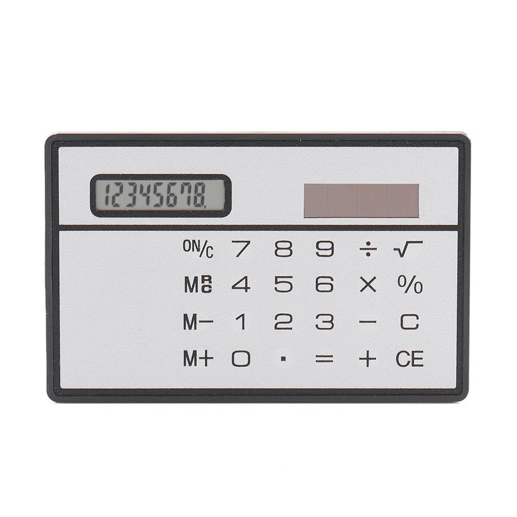 8 Digit Ultra Thin Solar Power Calculator with Touch Screen Credit Card Portable Mini Calculator for Business School: silver