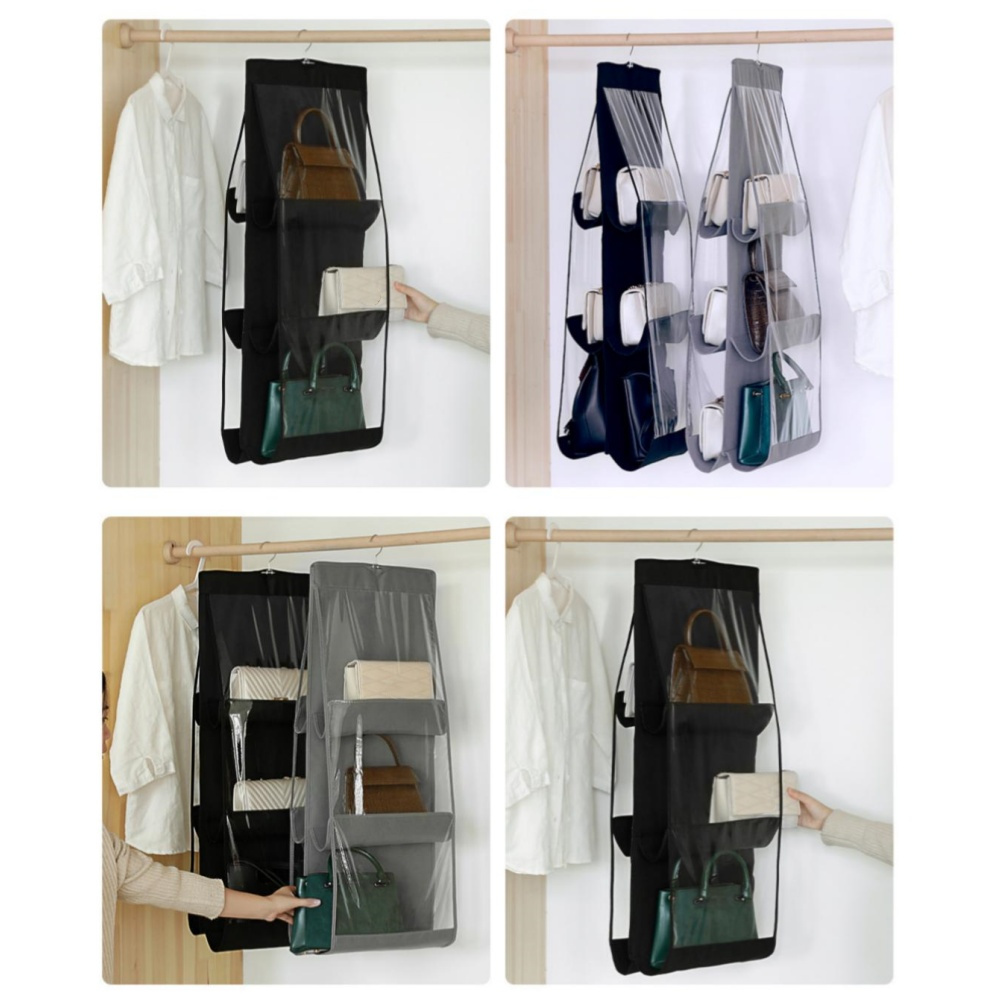 Organisateurs de placard suspendus pour sac à main ou sac à main, 6/8 grilles, cintre Transparent pour vêtements et soutien-gorge, rangement sur le mur, 1 pièce