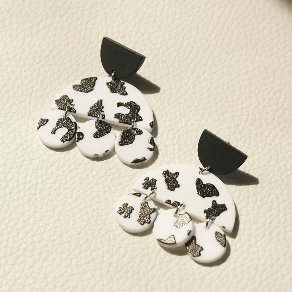 Classic Black White Large Geometric Acrylic Earrings for Women Irregular Exaggeration Long Earring Jewelry Pendientes: A011117