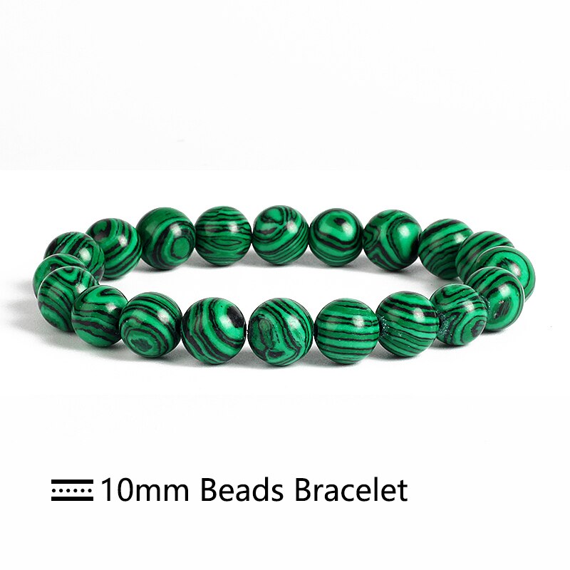 Malachite Beads Bracelet 4/6/8/10mm Natural Stone Peacock Malachite Beaded Handmade Bracelet Bangles Jewelry Women Men: 10mm / 17cm-6.69inch