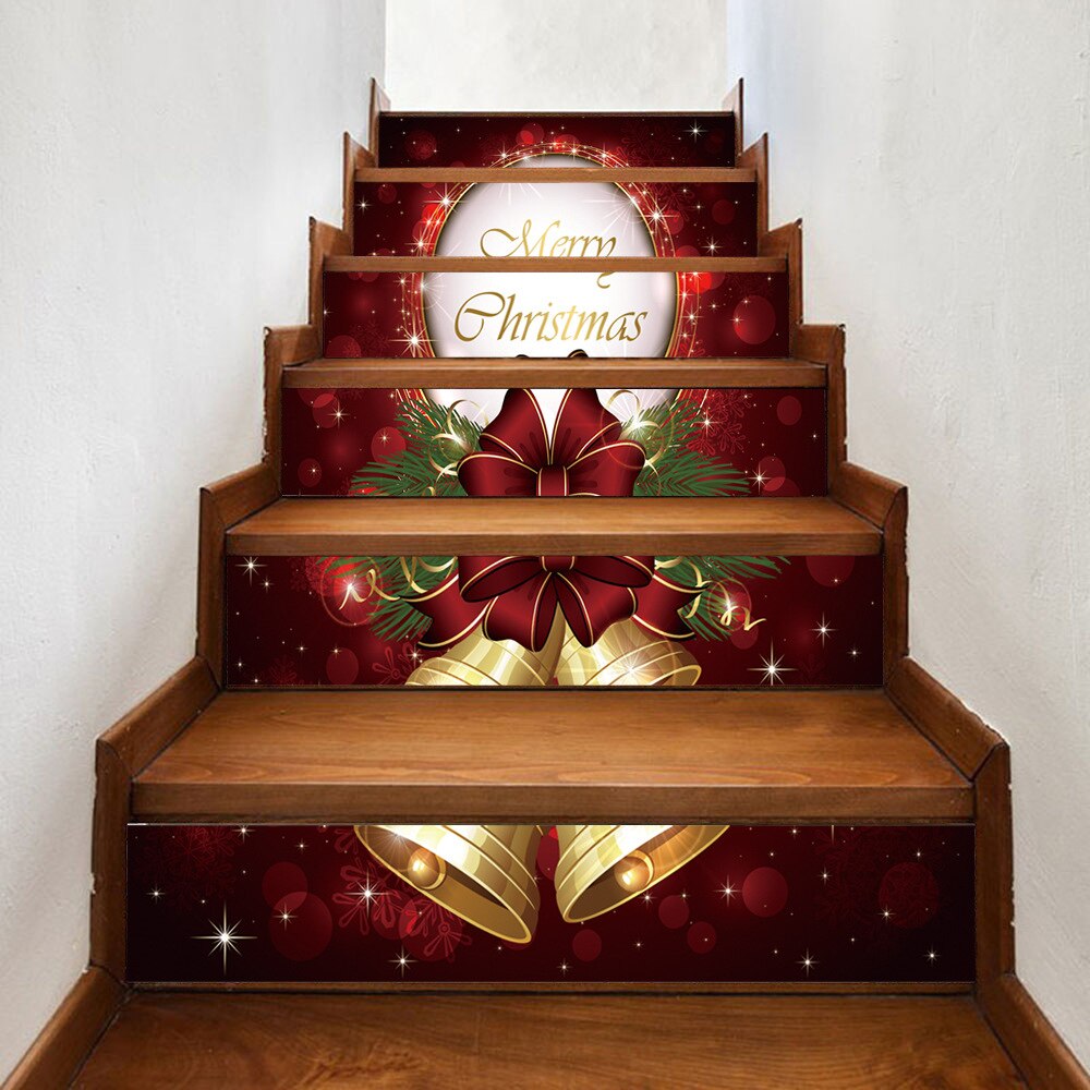 Christmas Decoration Stairs Sticker 3D Stair Riser Floor Stickers Waterproof Removable Self Adhesive DIY Stairway Decals