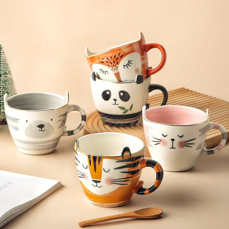 Fox Mug Animal Series Hand-painted Cartoon Water Cup Porcelain Mug Coffee Cup Breakfast Ceramic Mug