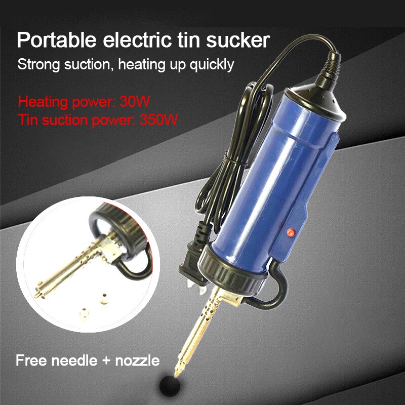 Draagbare Automatische Tin Elektrische Vacuüm Soldeer Sucker Desolderen Machine 220V 30W Elektrische Tin Zuigapparaat Eu Met Nozzle