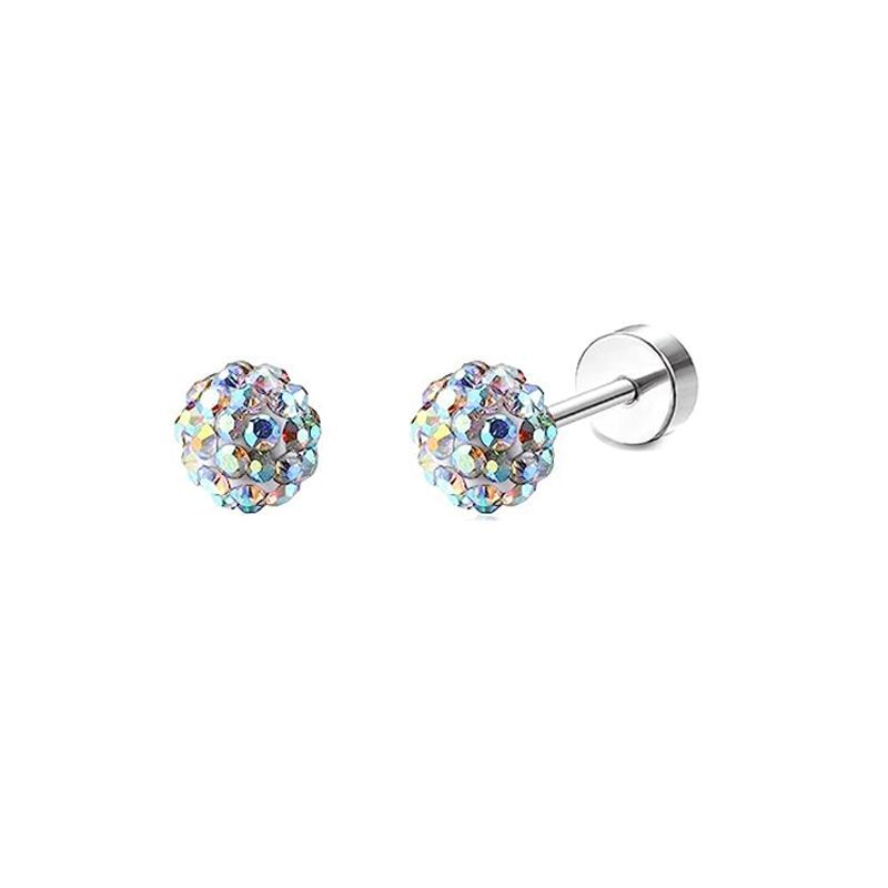 2PCS/Set Stainless Steel Heart Moon Earbone Stud Screw Ball Stud Earrings for Women Ear Tragus Cartilage Body Piercing: green