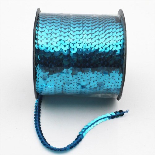 10 yard/lot 6mm diamètre plat rond PVC Paillettes ruban Paillettes couture sur garnitures pour artisanat, femmes vêtements accessoires: Light blue 10yards